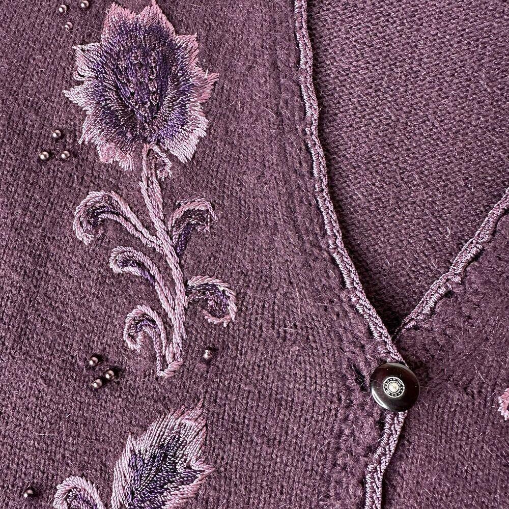 Koret Embroidered Sweater Vest Sz M Purple Dark Academia‎ Preppy Professor Vtg - Picture 6 of 15